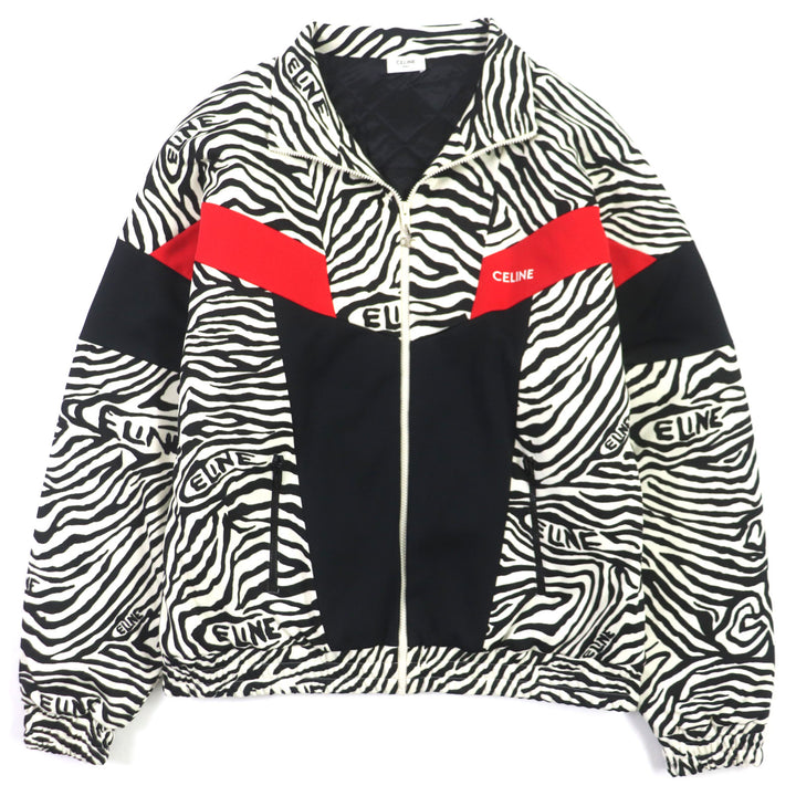 Great CELINE Track jacket Zebra Pattern Double Face Logo Embroidered mens L 2Y880426S