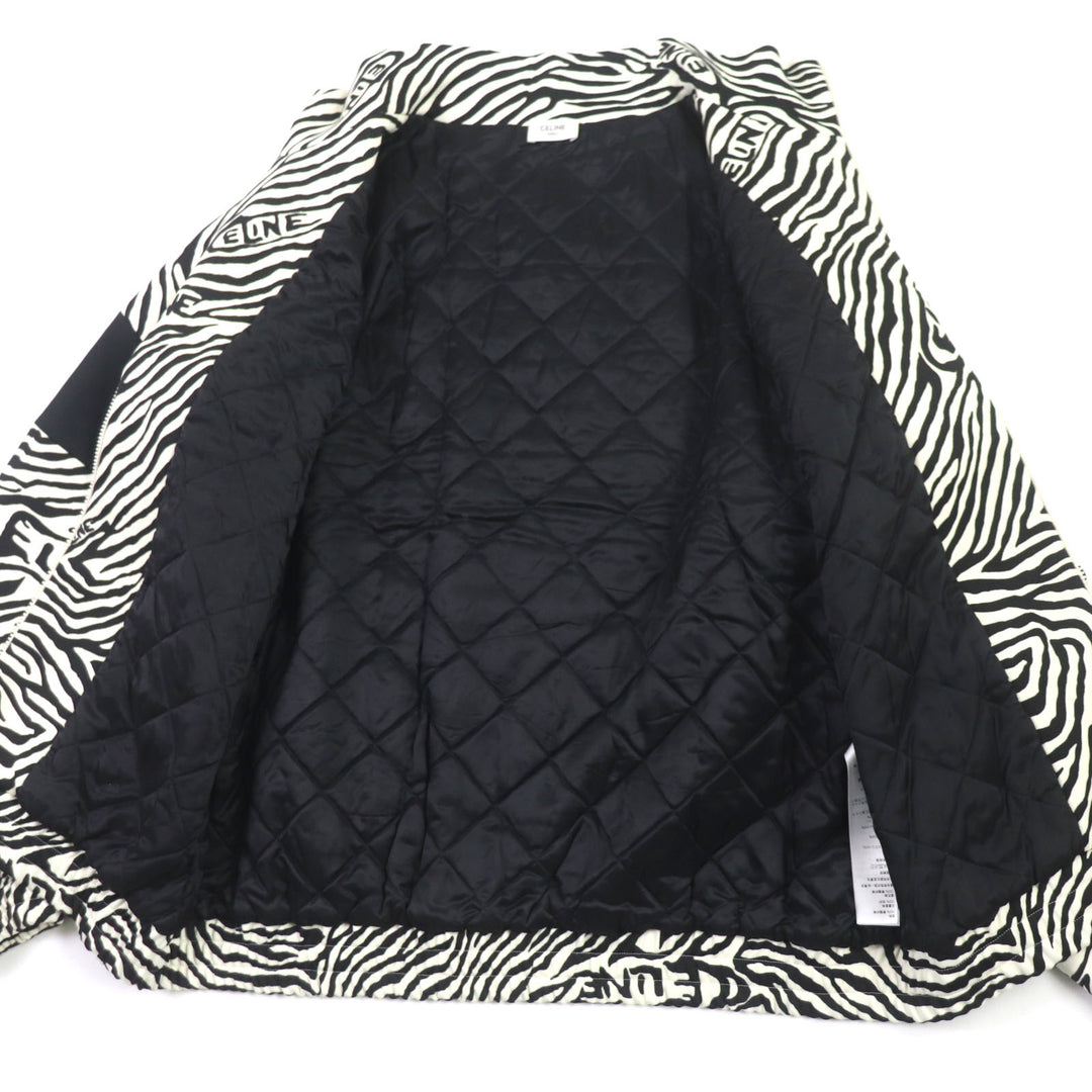 Great CELINE Track jacket Zebra Pattern Double Face Logo Embroidered mens L 2Y880426S