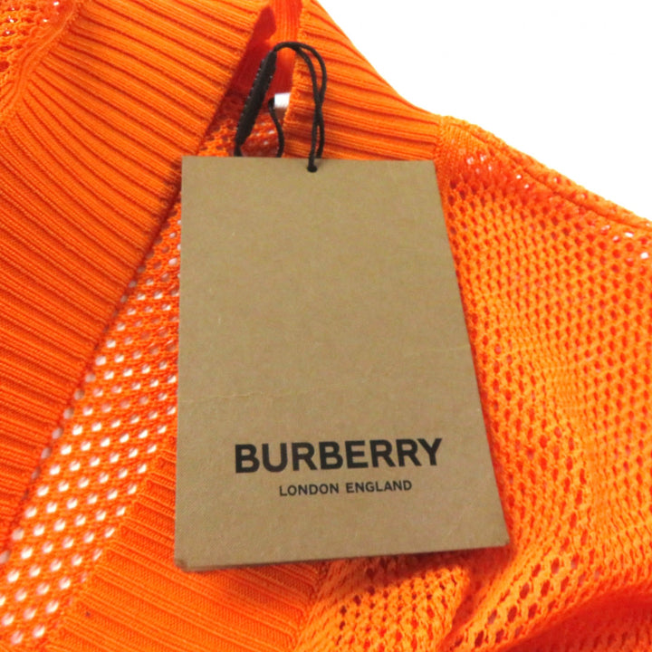 Pristine BURBERRY Tunic Check Pattern V-neck Long sleeve Mesh Orange Cupra Women