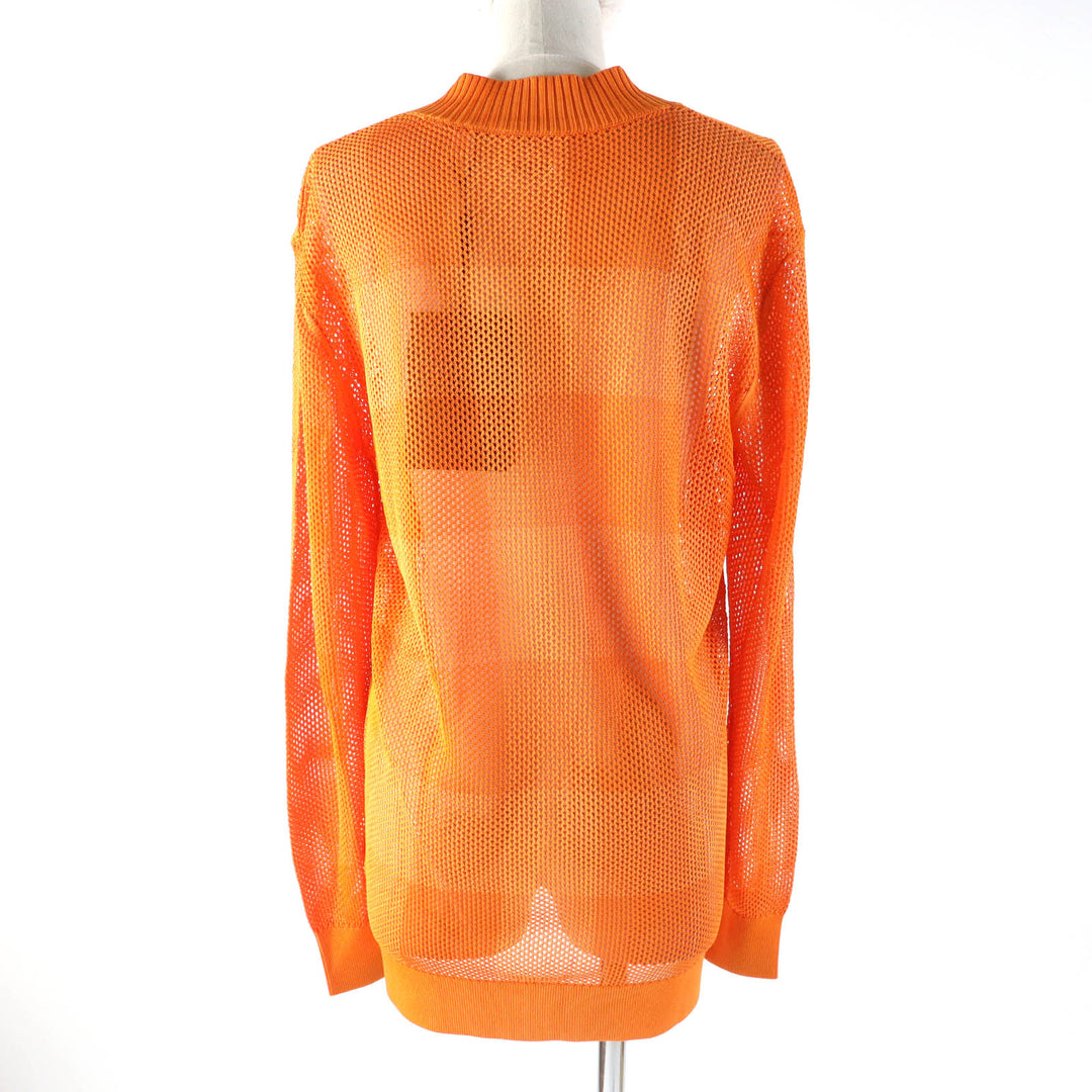Pristine BURBERRY Tunic Check Pattern V-neck Long sleeve Mesh Orange Cupra Women