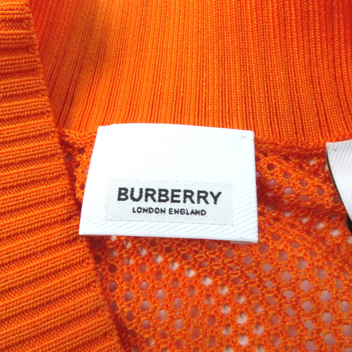 Pristine BURBERRY Tunic Check Pattern V-neck Long sleeve Mesh Orange Cupra Women