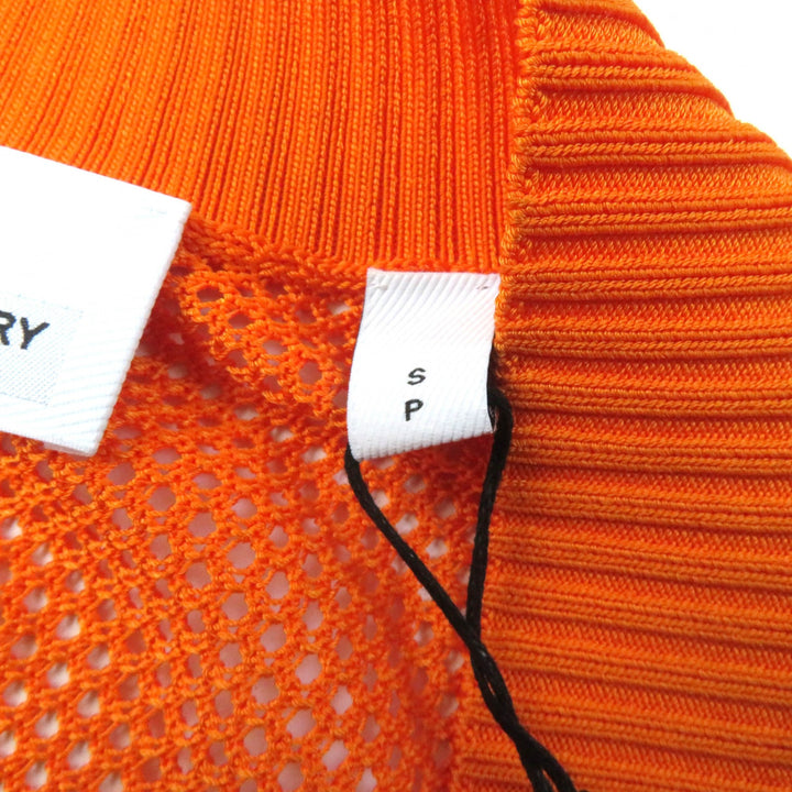 Pristine BURBERRY Tunic Check Pattern V-neck Long sleeve Mesh Orange Cupra Women