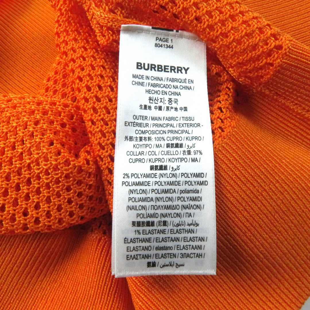 Pristine BURBERRY Tunic Check Pattern V-neck Long sleeve Mesh Orange Cupra Women