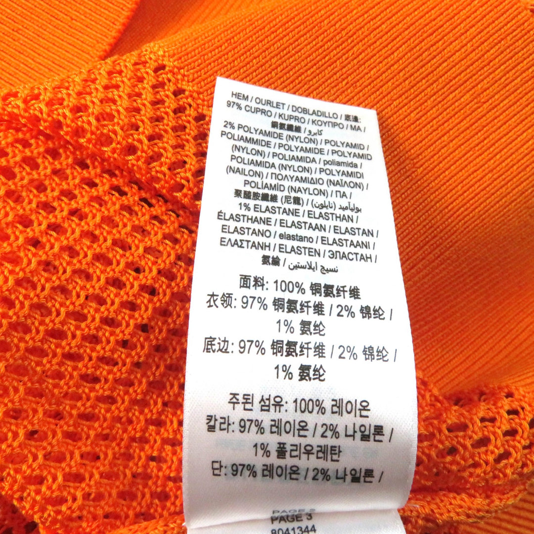 Pristine BURBERRY Tunic Check Pattern V-neck Long sleeve Mesh Orange Cupra Women