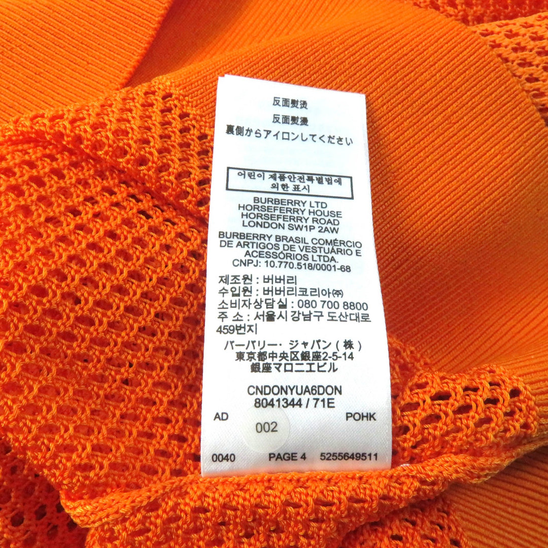 Pristine BURBERRY Tunic Check Pattern V-neck Long sleeve Mesh Orange Cupra Women