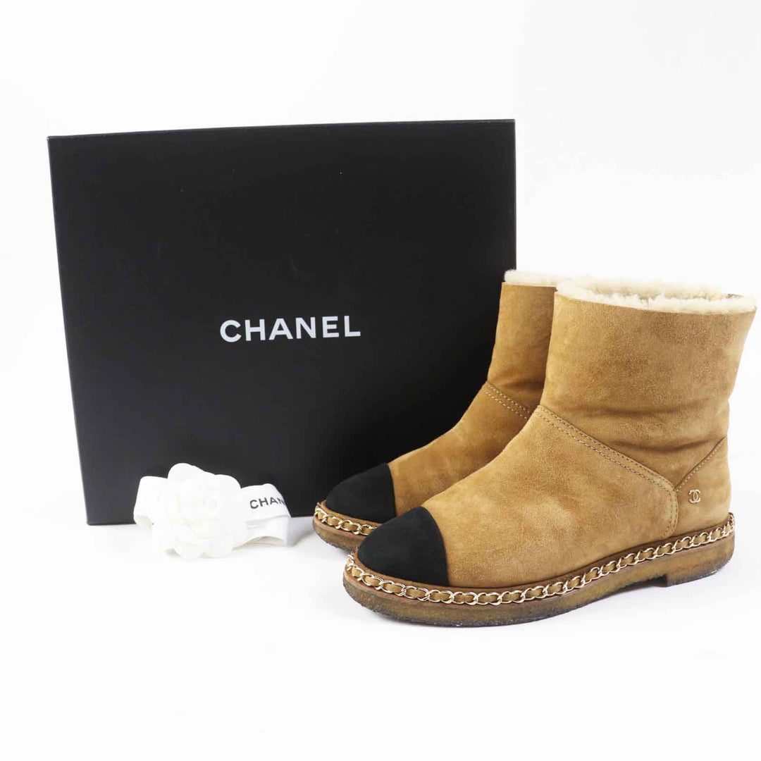 CHANEL short boots COCO Mark Brown black Suede leather Women 37 18B G34113