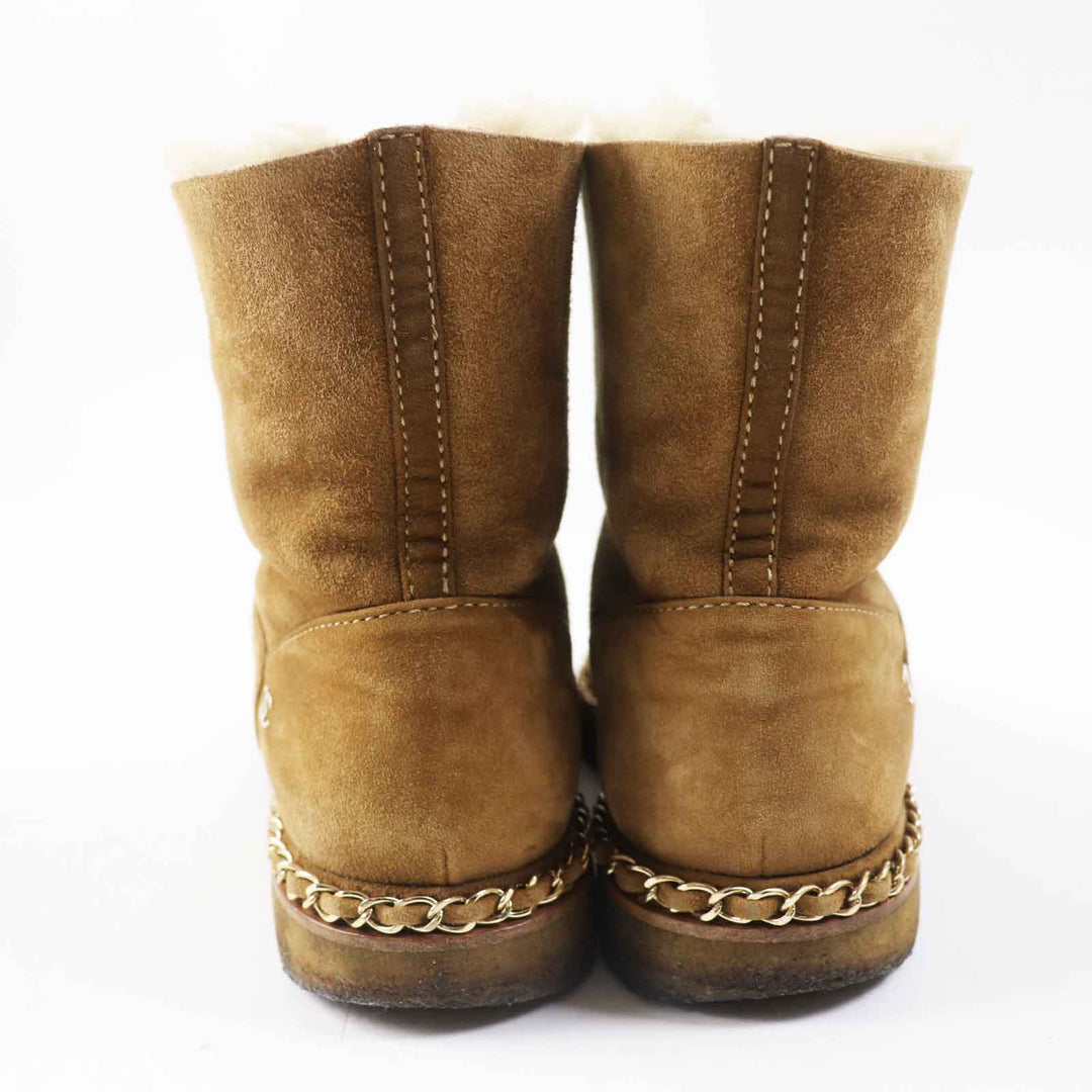 CHANEL short boots COCO Mark Brown black Suede leather Women 37 18B G34113