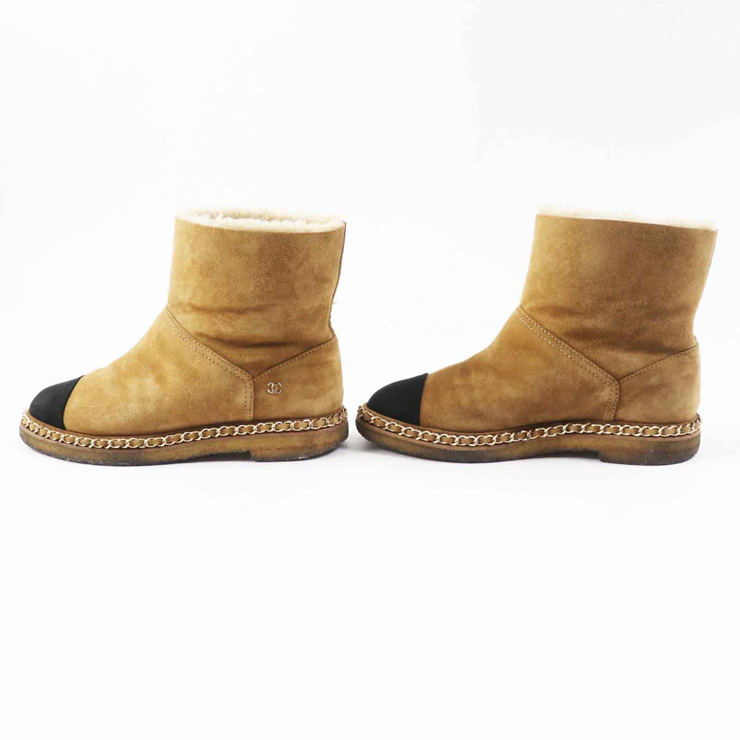 CHANEL short boots COCO Mark Brown black Suede leather Women 37 18B G34113