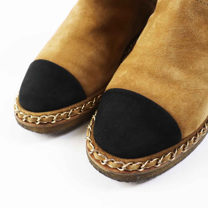 CHANEL short boots COCO Mark Brown black Suede leather Women 37 18B G34113