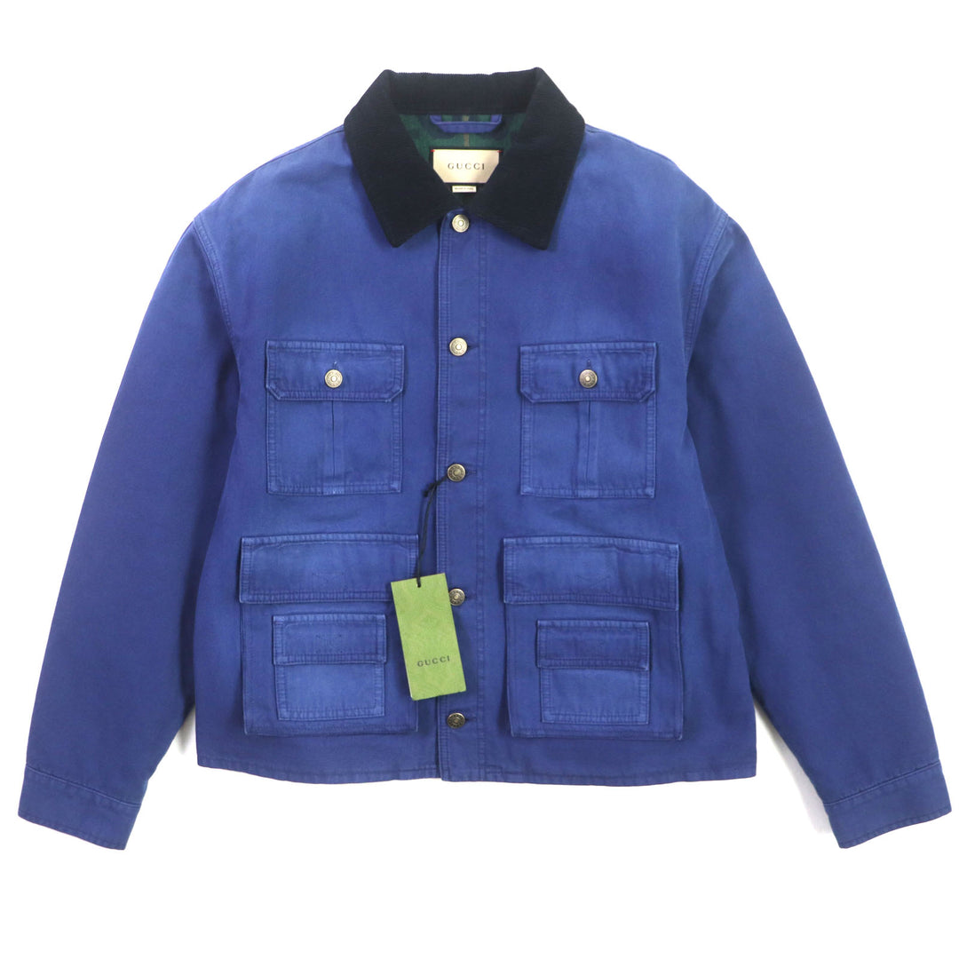 Pristine GUCCI Jacket Corduroy collar, padded blouson blue-black mens 48 709636 XDB39