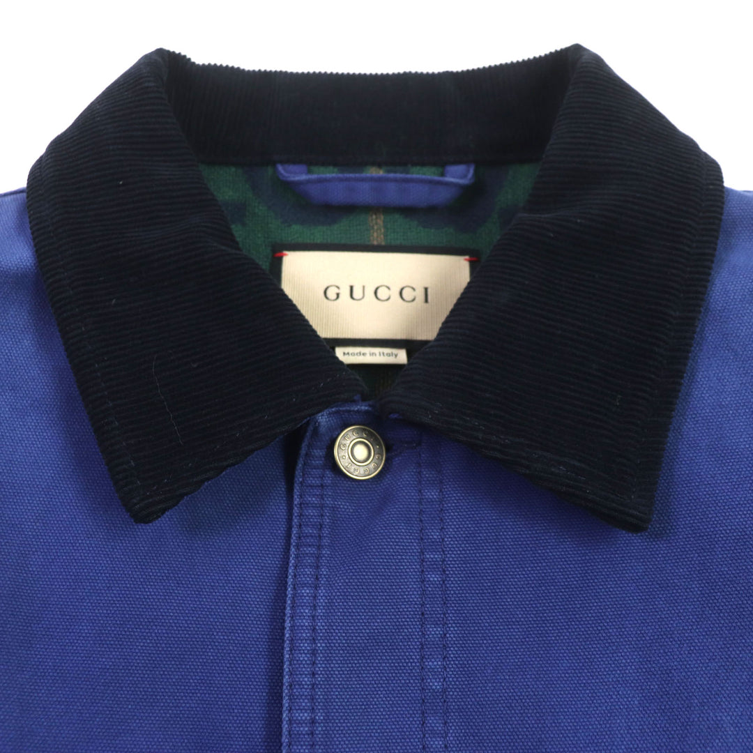 Pristine GUCCI Jacket Corduroy collar, padded blouson blue-black mens 48 709636 XDB39