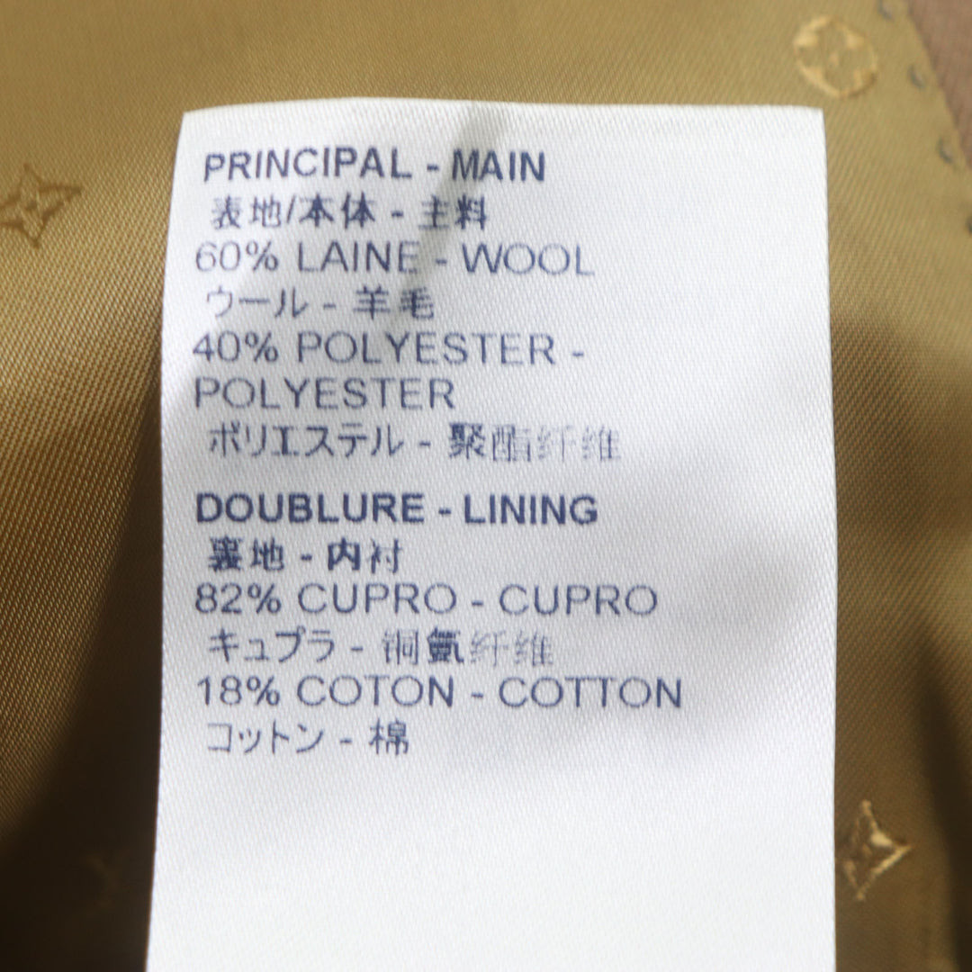 Excellent LOUIS VUITTON coat Logo button long Brown wool mens 44 HGC70E