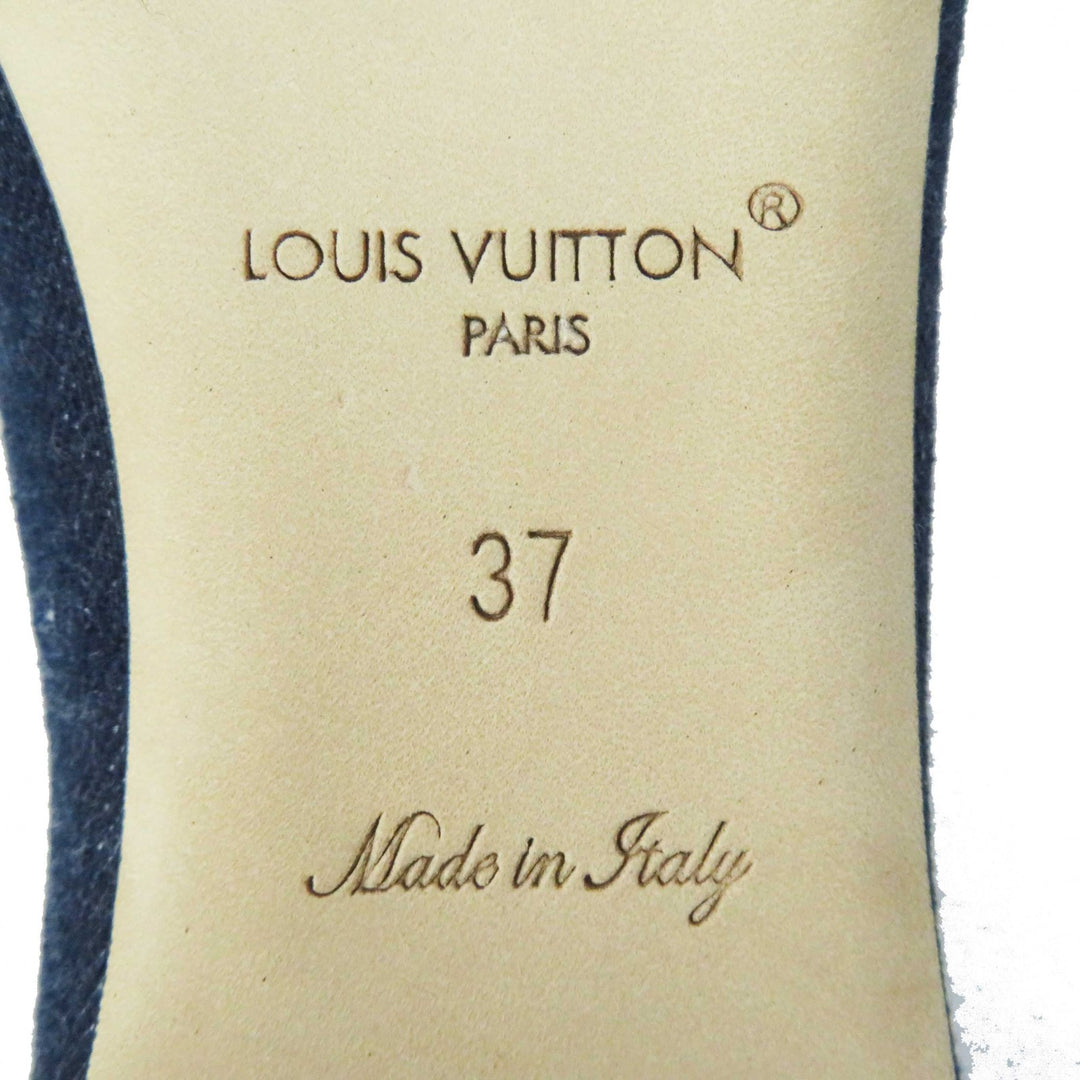 Pristine LOUIS VUITTON pumps Shake Line Ballerina LV Twist Accessories denim 37