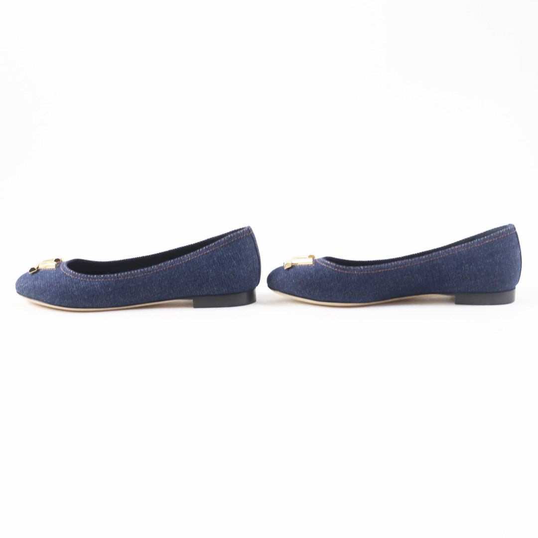 Pristine LOUIS VUITTON pumps Shake Line Ballerina LV Twist Accessories denim 37