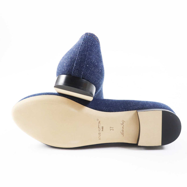 Pristine LOUIS VUITTON pumps Shake Line Ballerina LV Twist Accessories denim 37