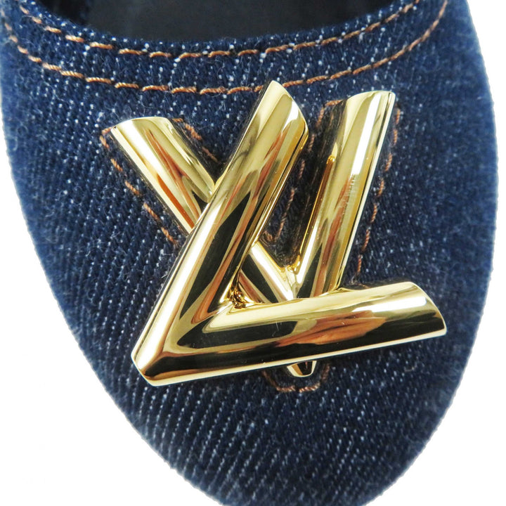 Pristine LOUIS VUITTON pumps Shake Line Ballerina LV Twist Accessories denim 37