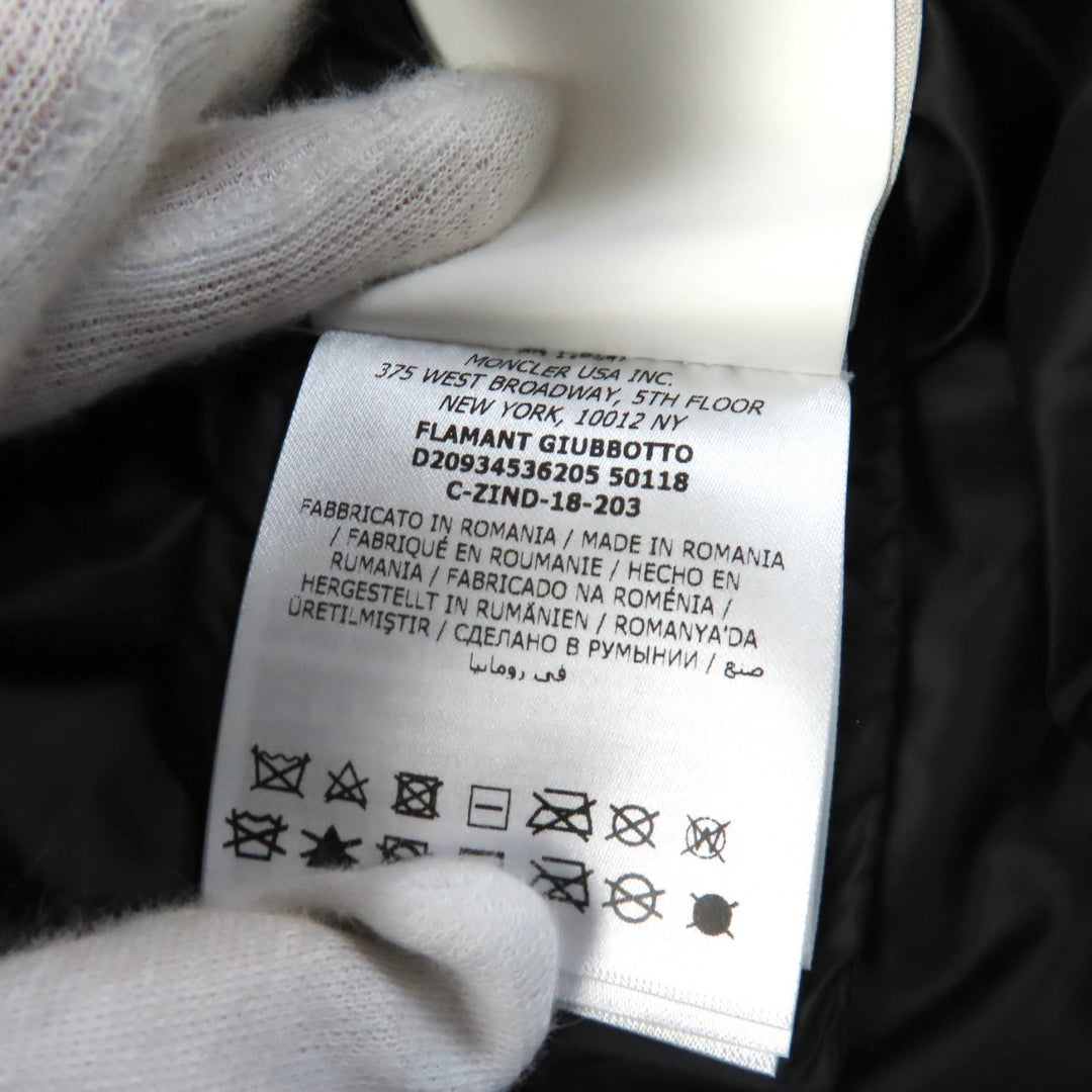 Pristine MONCLER Down jacket FLAMANT Lamb leather riders jacket black Nylon 1