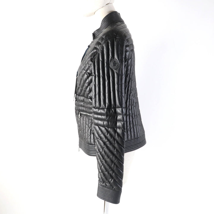 Pristine MONCLER Down jacket FLAMANT Lamb leather riders jacket black Nylon 1