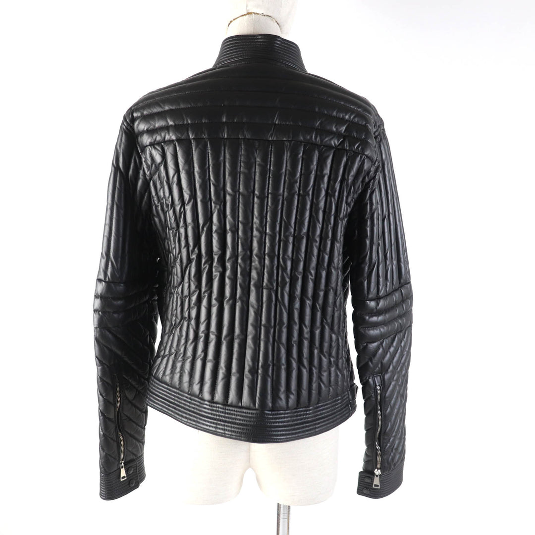 Pristine MONCLER Down jacket FLAMANT Lamb leather riders jacket black Nylon Women 1