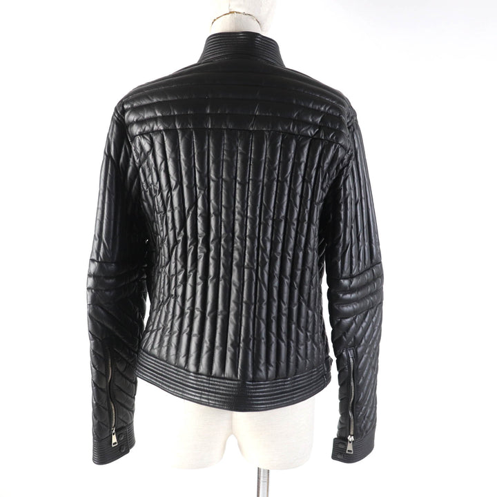 Pristine MONCLER Down jacket FLAMANT Lamb leather riders jacket black Nylon Women 1