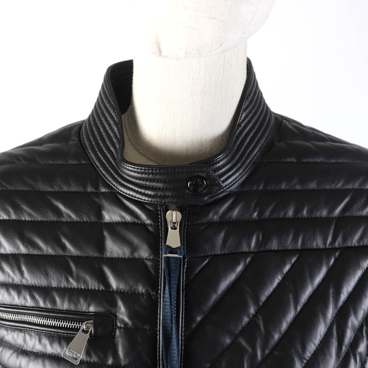Pristine MONCLER Down jacket FLAMANT Lamb leather riders jacket black Nylon Women 1