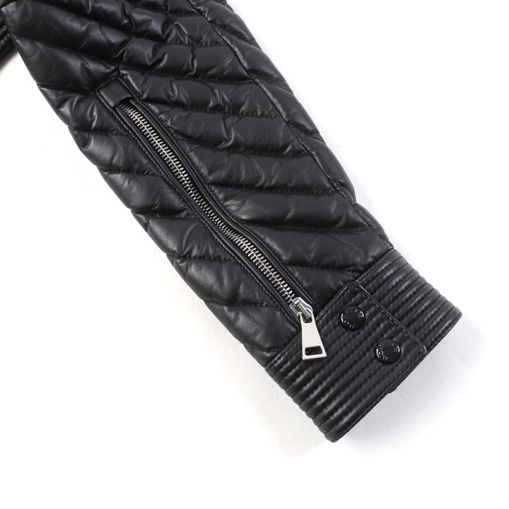 Pristine MONCLER Down jacket FLAMANT Lamb leather riders jacket black Nylon 1
