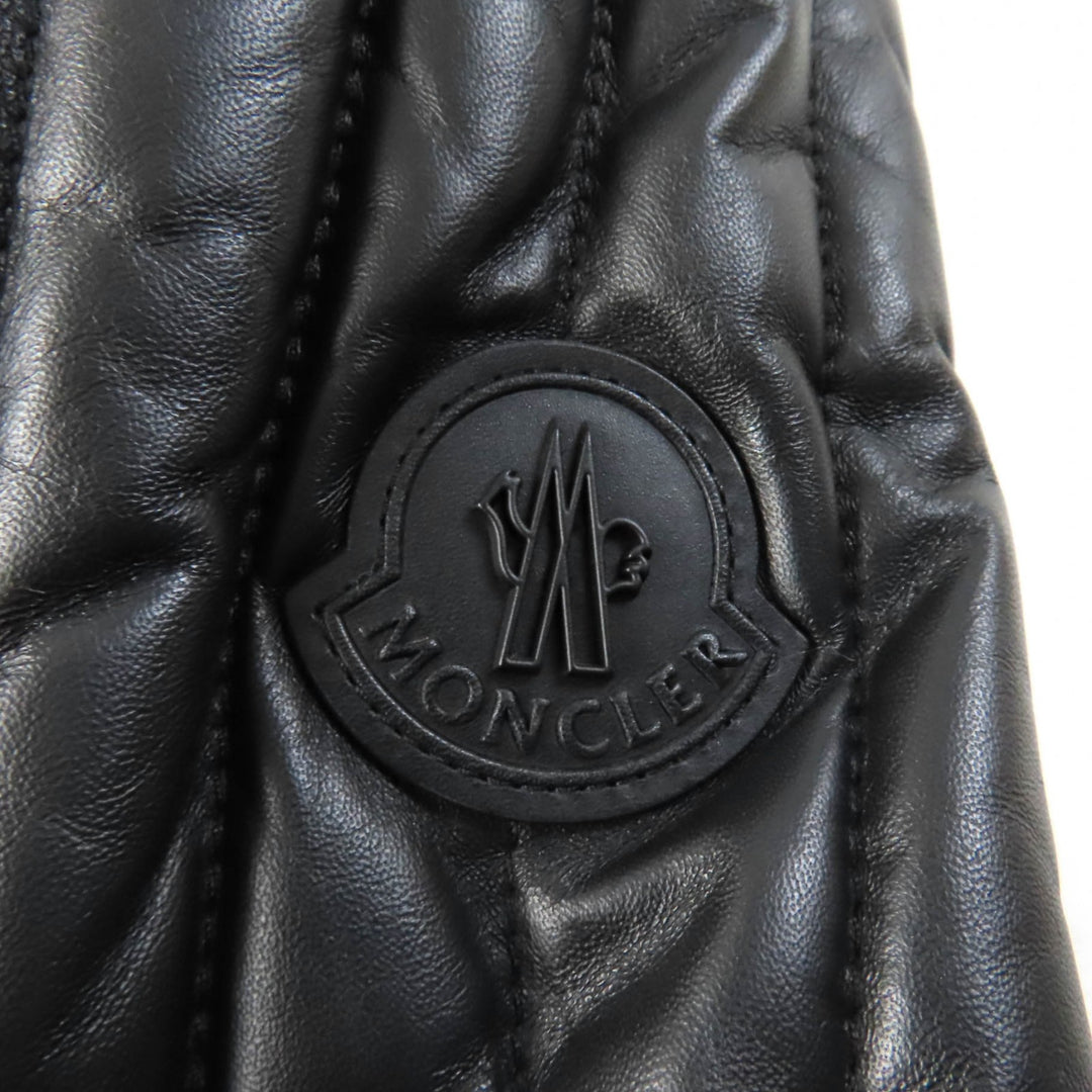 Pristine MONCLER Down jacket FLAMANT Lamb leather riders jacket black Nylon 1