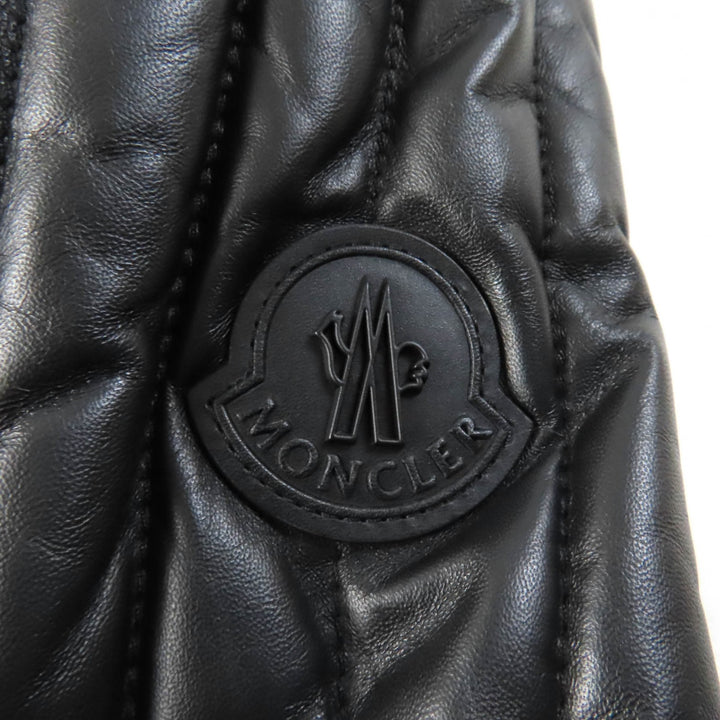 Pristine MONCLER Down jacket FLAMANT Lamb leather riders jacket black Nylon 1