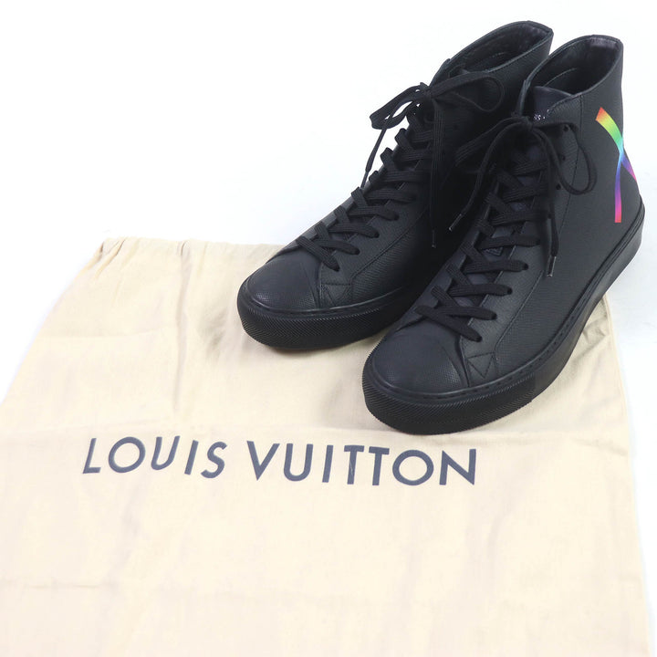 Excellent LOUIS VUITTON High cut sneakers LV Tattoo Line Lace up black leather mens 5.5
