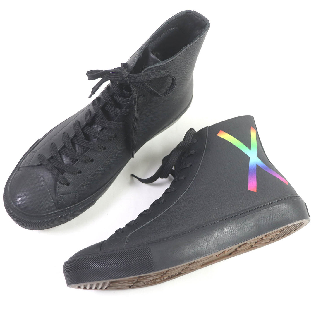 Excellent LOUIS VUITTON High cut sneakers LV Tattoo Line Lace up black leather mens 5.5