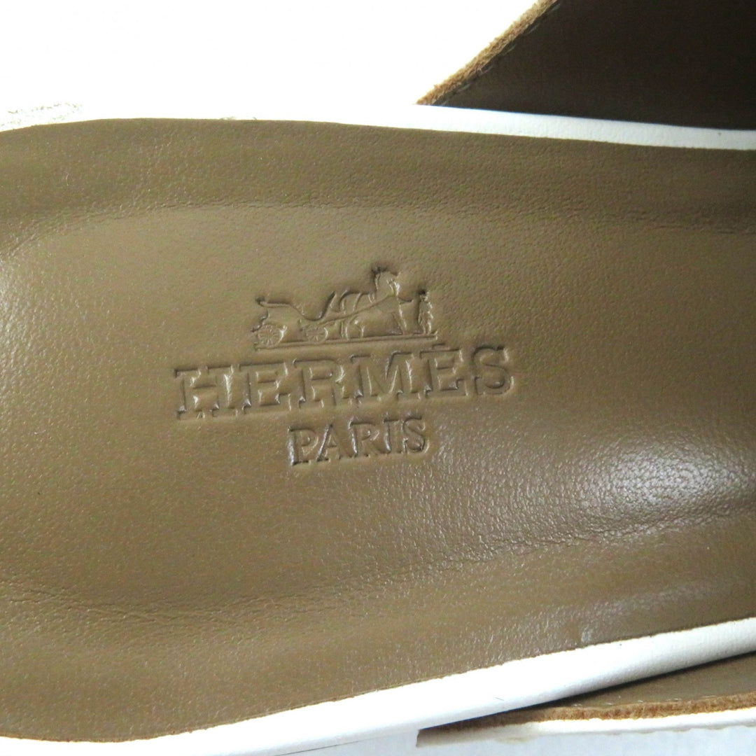 Great HERMES Mule Carlotta kelly buckle white leather Women 36