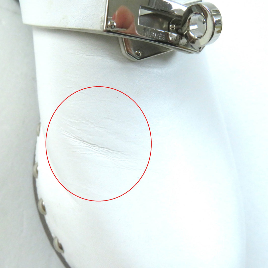 Great HERMES Mule Carlotta kelly buckle white leather Women 36