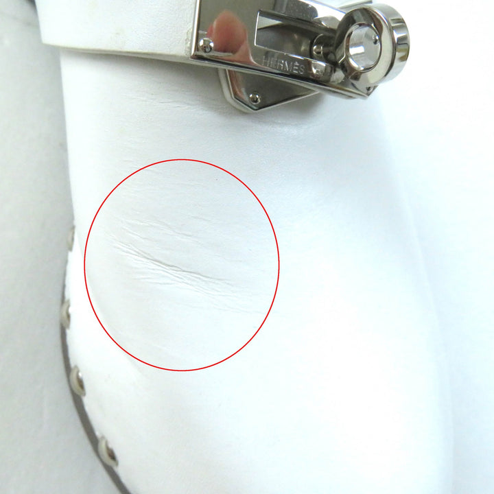 Great HERMES Mule Carlotta kelly buckle white leather Women 36