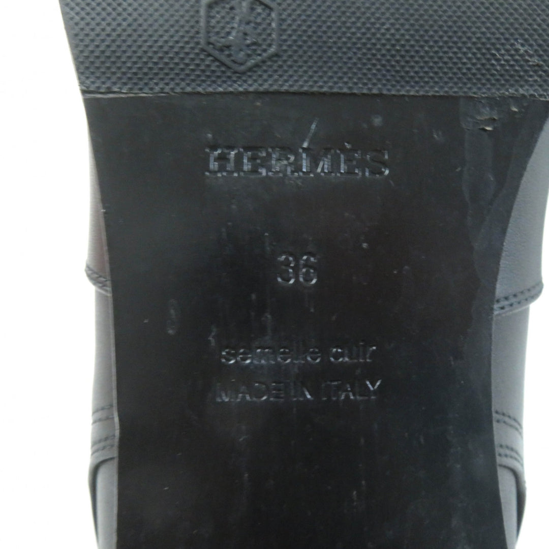 Great HERMES short boots Saint Germain kelly buckle black leather Women 36