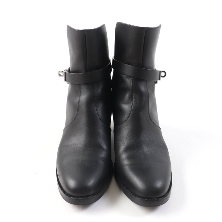 Great HERMES short boots Saint Germain kelly buckle black leather Women 36