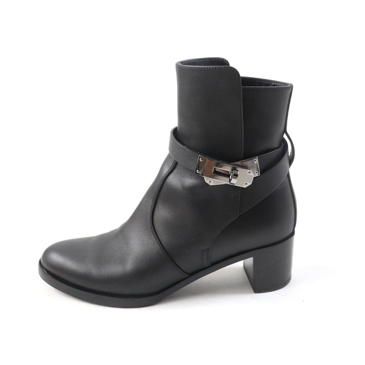 Great HERMES short boots Saint Germain kelly buckle black leather Women 36