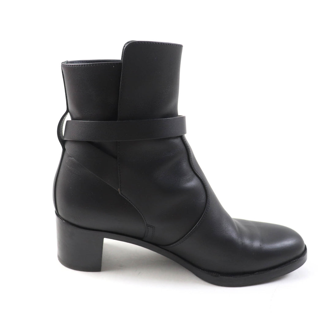 Great HERMES short boots Saint Germain kelly buckle black leather Women 36