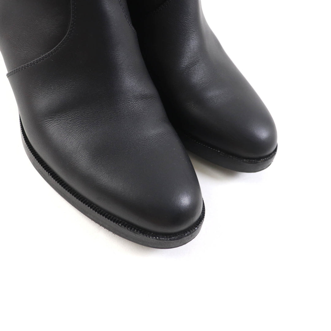 Great HERMES short boots Saint Germain kelly buckle black leather Women 36