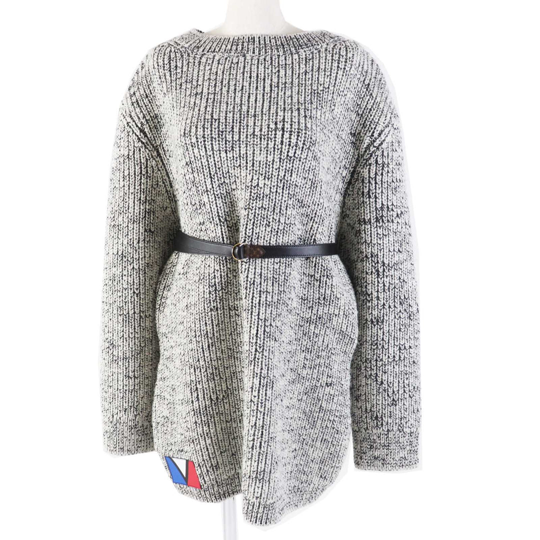 Pristine LOUIS VUITTON one piece Monogram design belted long sleeve chunky knit Women M