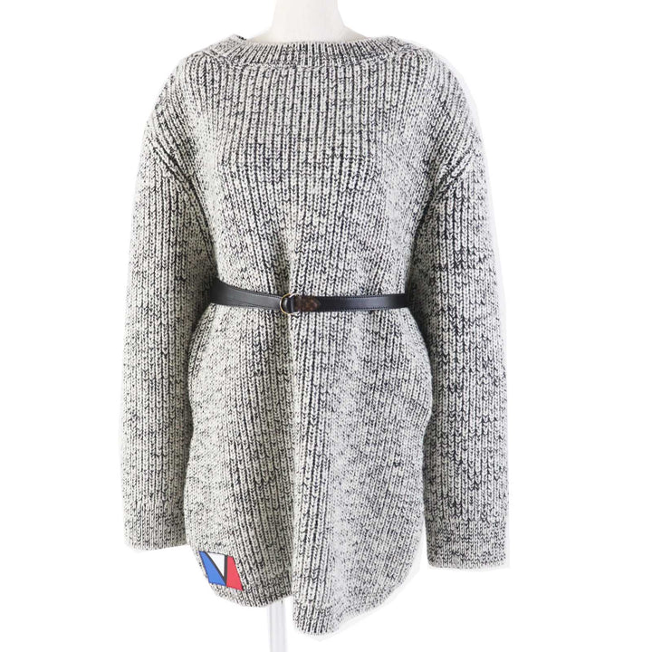 Pristine LOUIS VUITTON one piece Monogram design belted long sleeve chunky knit Women M