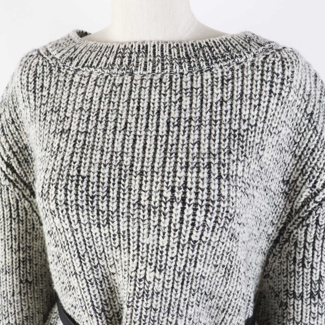 Pristine LOUIS VUITTON one piece Monogram design belted long sleeve chunky knit Women M