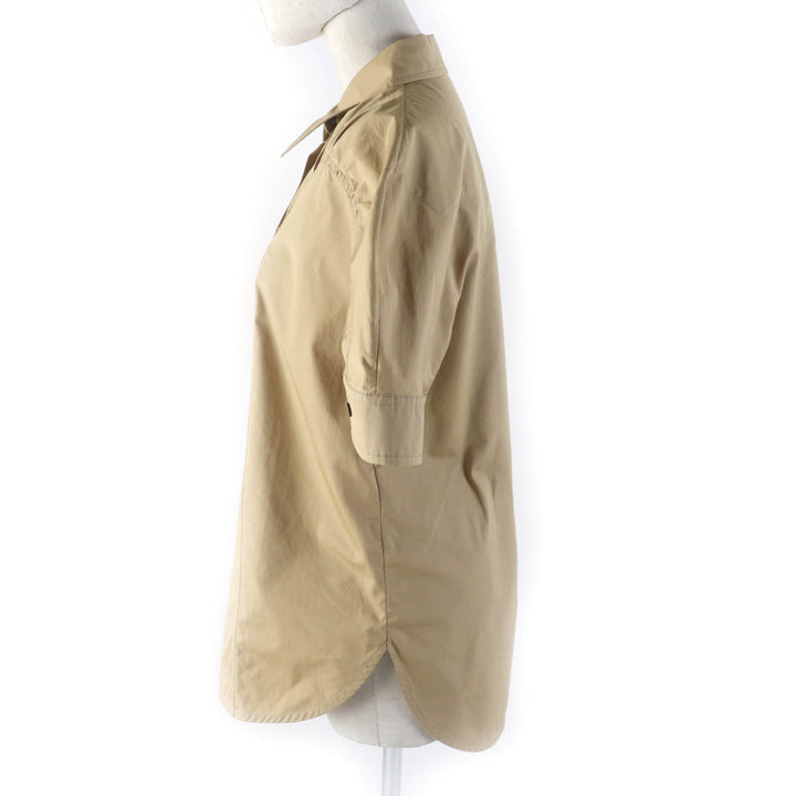 Excellent JIL SANDER Short sleeve shirt Hidden placket, shirred Brown cotton