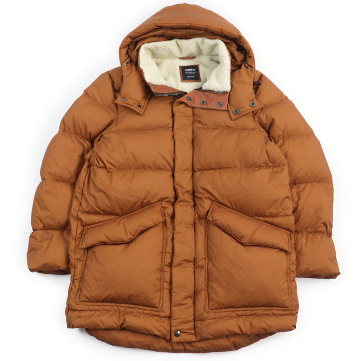Excellent EMMETI Down jacket BORDEAUX Hooded down coat with shearling and leather Brown Nylon mens M 505912