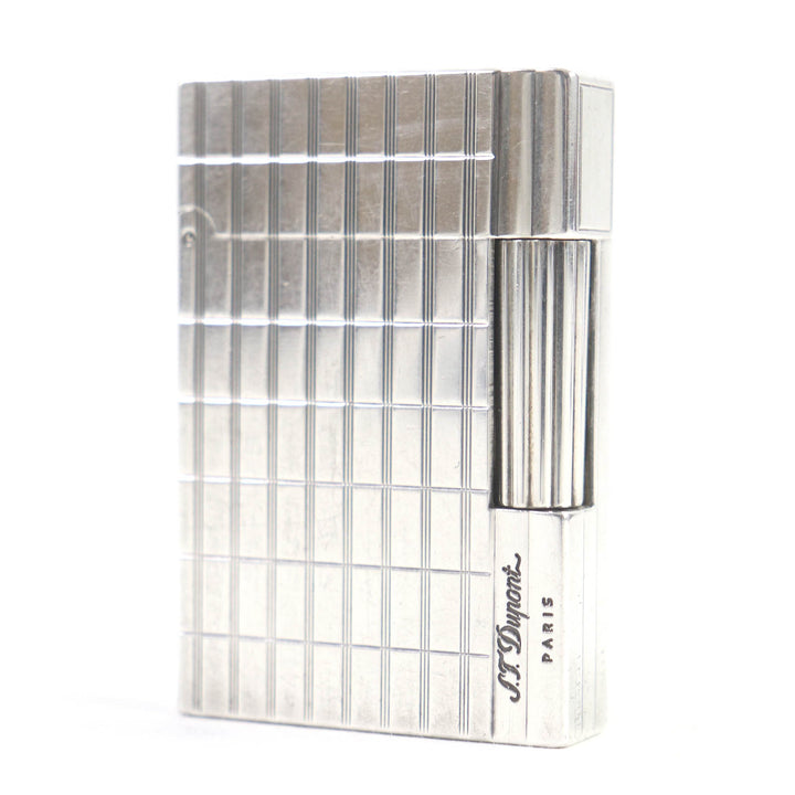 Very Good Dupont lighter Gatsby Rectangle Block Check Square Roller Gas Silver mens