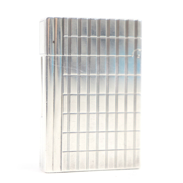 Very Good Dupont lighter Gatsby Rectangle Block Check Square Roller Gas Silver mens