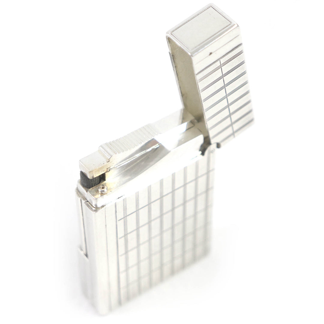Very Good Dupont lighter Gatsby Rectangle Block Check Square Roller Gas Silver mens