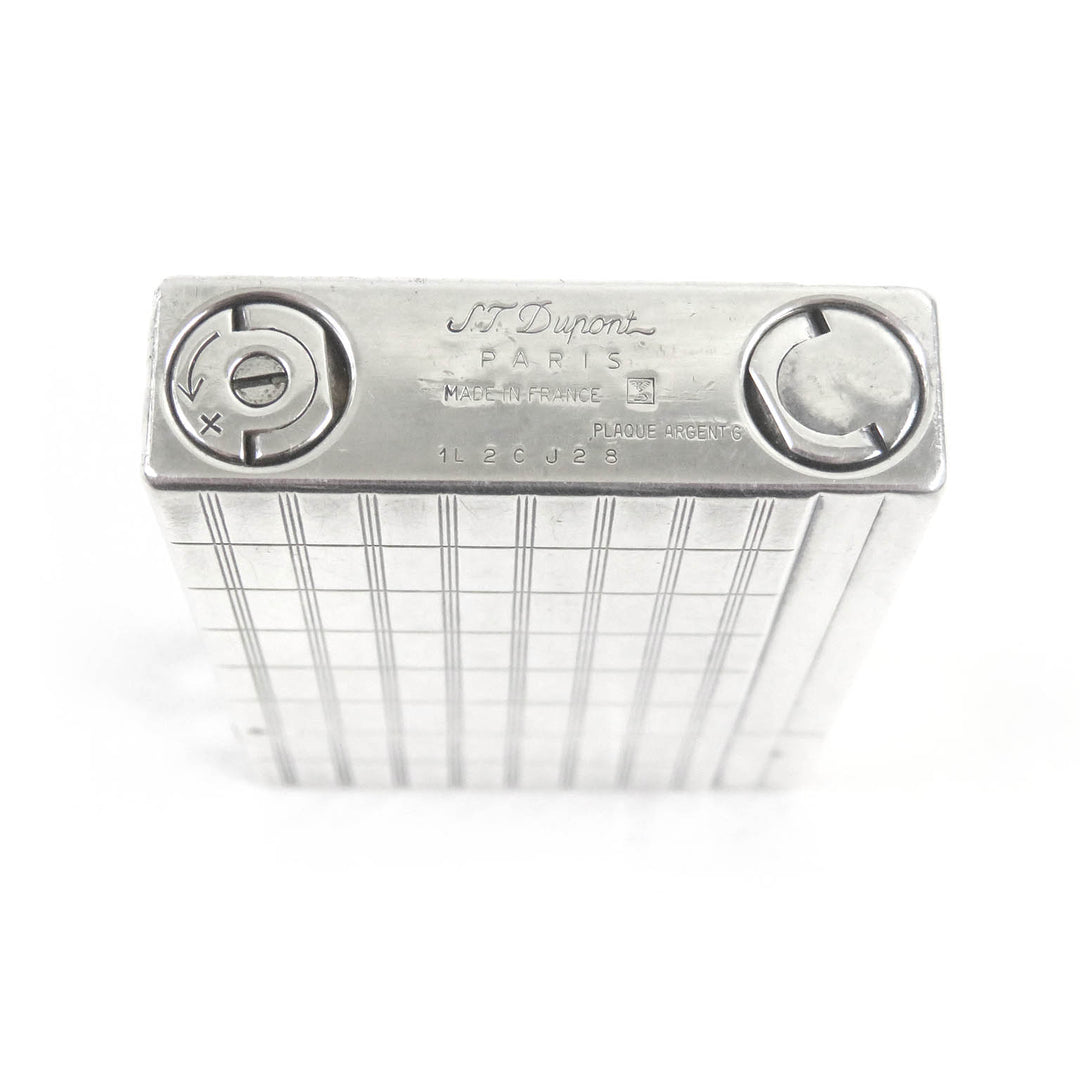 Very Good Dupont lighter Gatsby Rectangle Block Check Square Roller Gas Silver mens