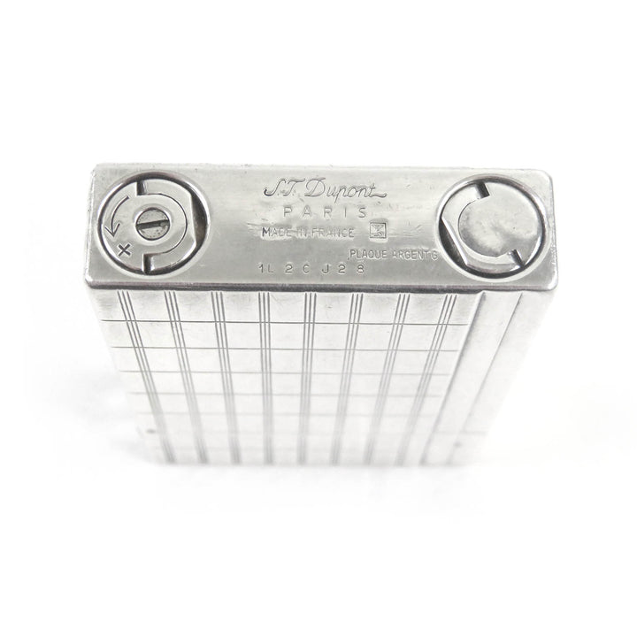 Very Good Dupont lighter Gatsby Rectangle Block Check Square Roller Gas Silver mens