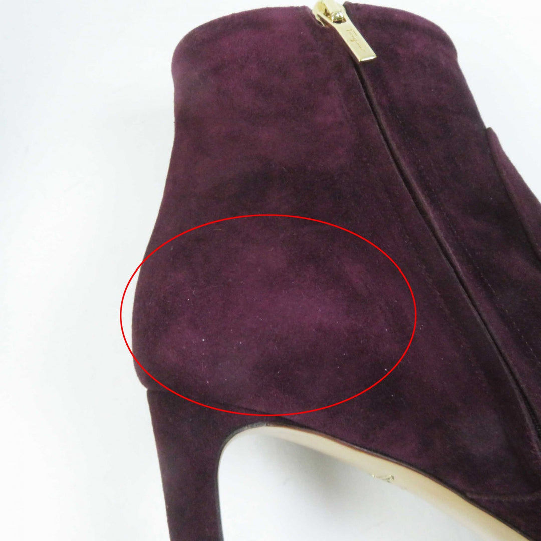 Excellent Salvatore Ferragamo short boots Suede purple Goatskin Women