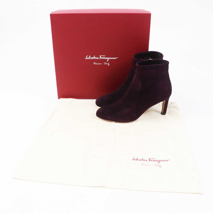 Excellent Salvatore Ferragamo short boots Suede purple Goatskin Women